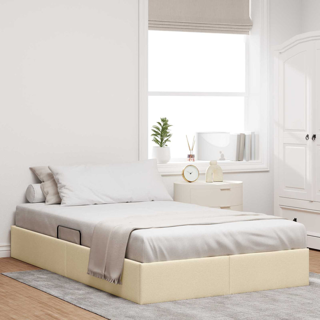 Ottoman Sengestel med opbevaring Creme 120 x 200 cm Stof