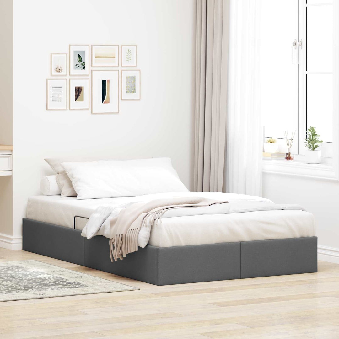 Ottoman Sengestel med opbevaring Mørkegrå 120 x 200 cm Stof
