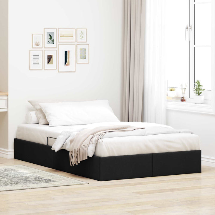 Ottoman Sengestel med opbevaring Sort 120 x 200 cm Stof