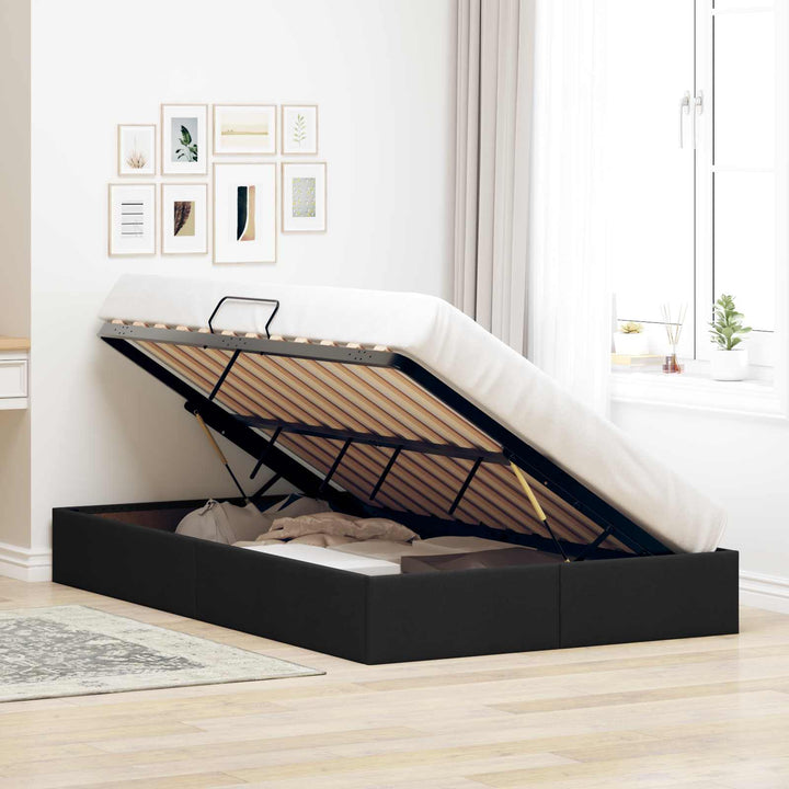 Ottoman Sengestel med opbevaring Sort 120 x 200 cm Stof