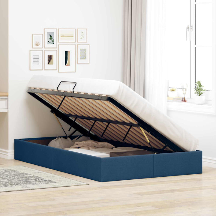 Ottoman Sengestel med opbevaring Blå 120 x 200 cm Stof