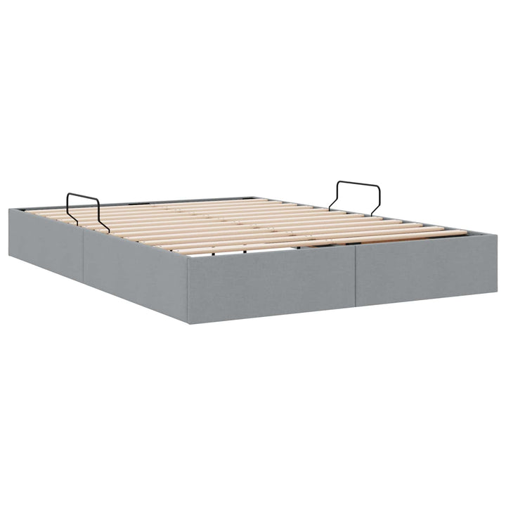 Ottoman Sengestel med opbevaring Lysegrå 140 x 190 cm Stof