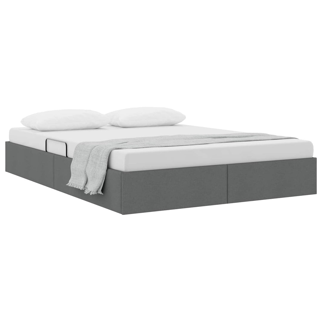 Ottoman Sengestel med opbevaring Mørkegrå 140 x 190 cm Stof