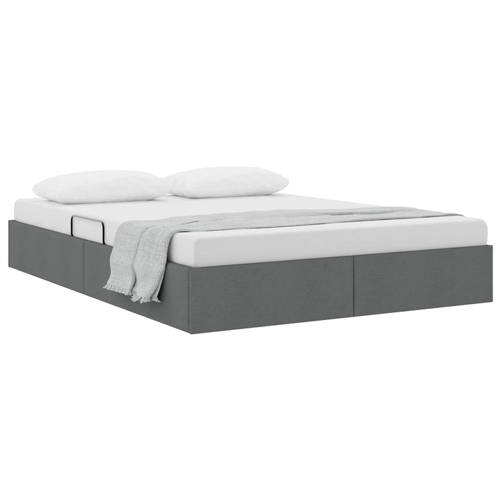Ottoman Sengestel med opbevaring Mørkegrå 140 x 190 cm Stof