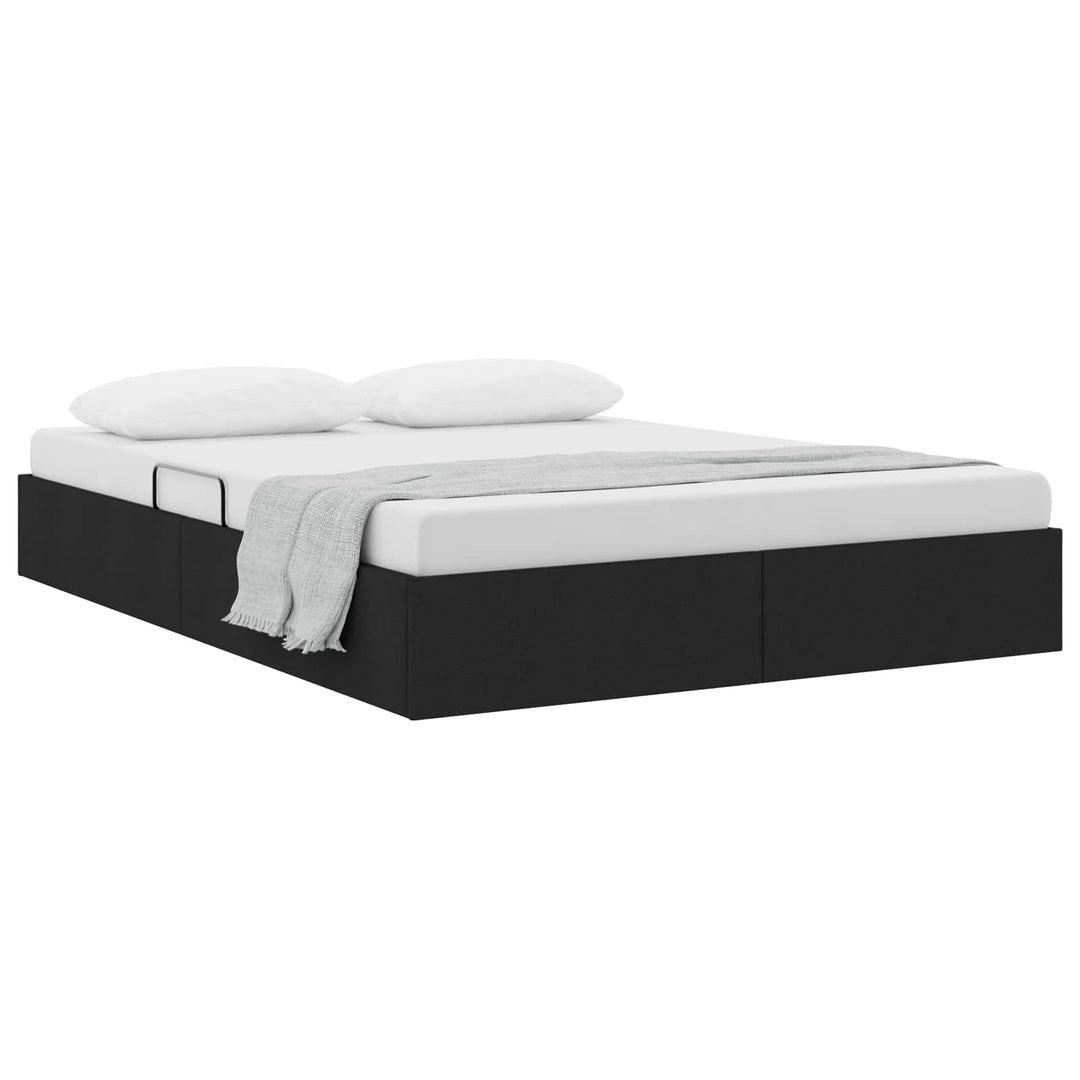 Ottoman Sengestel med opbevaring Sort 140 x 190 cm Stof