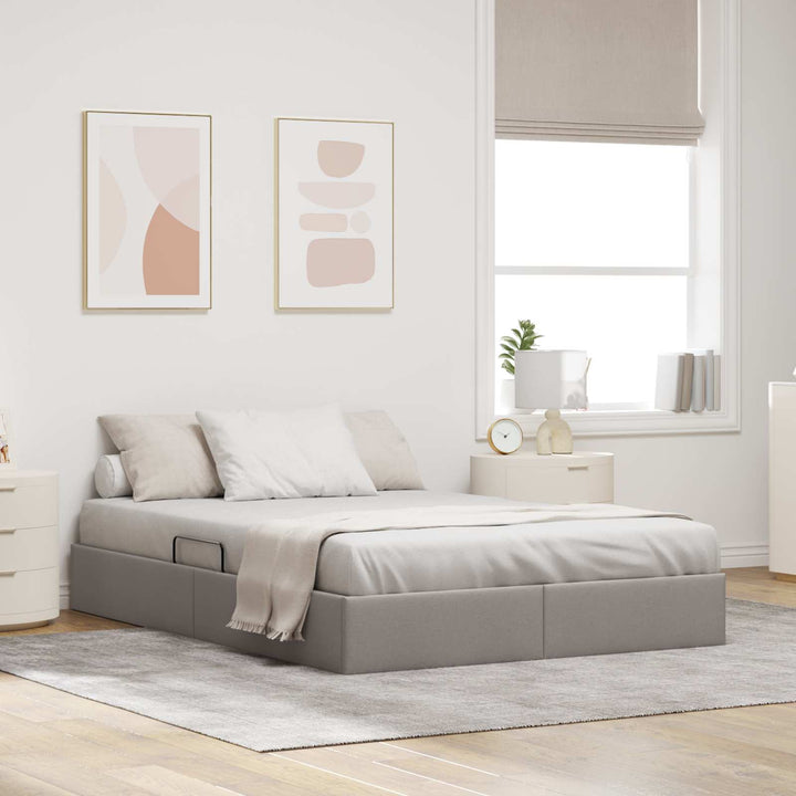 Ottoman Sengestel med opbevaring Gråbrun 140 x 190 cm Stof