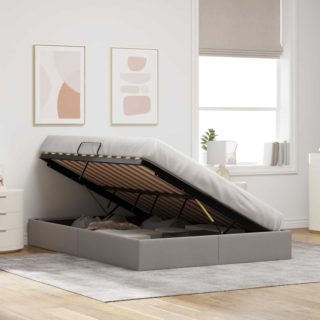 Ottoman Sengestel med opbevaring Gråbrun 140 x 190 cm Stof