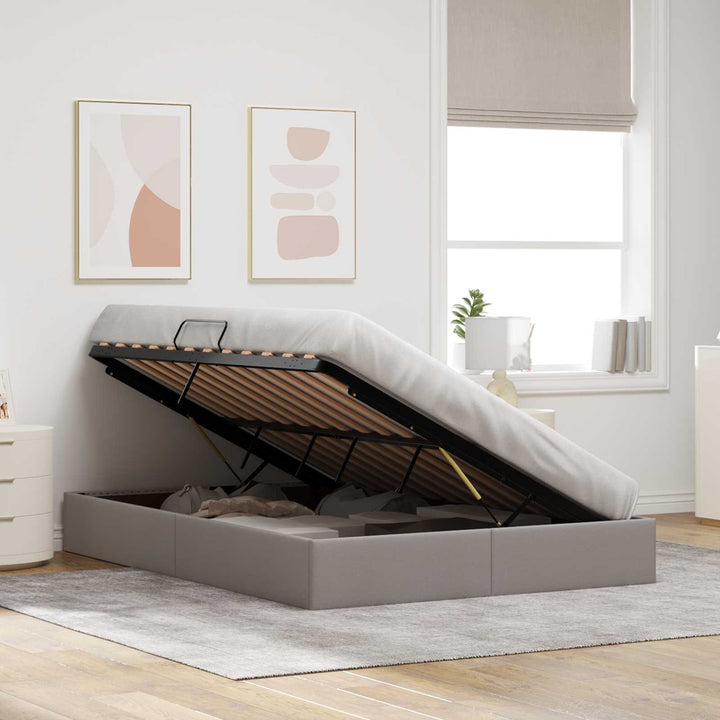 Ottoman Sengestel med opbevaring Gråbrun 140 x 190 cm Stof