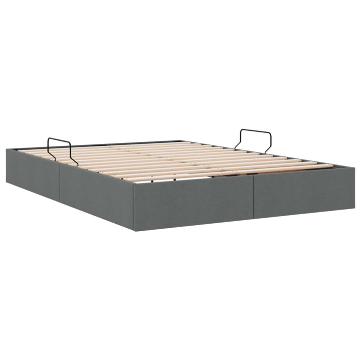 Ottoman Sengestel med opbevaring Mørkegrå 140 x 200 cm Stof