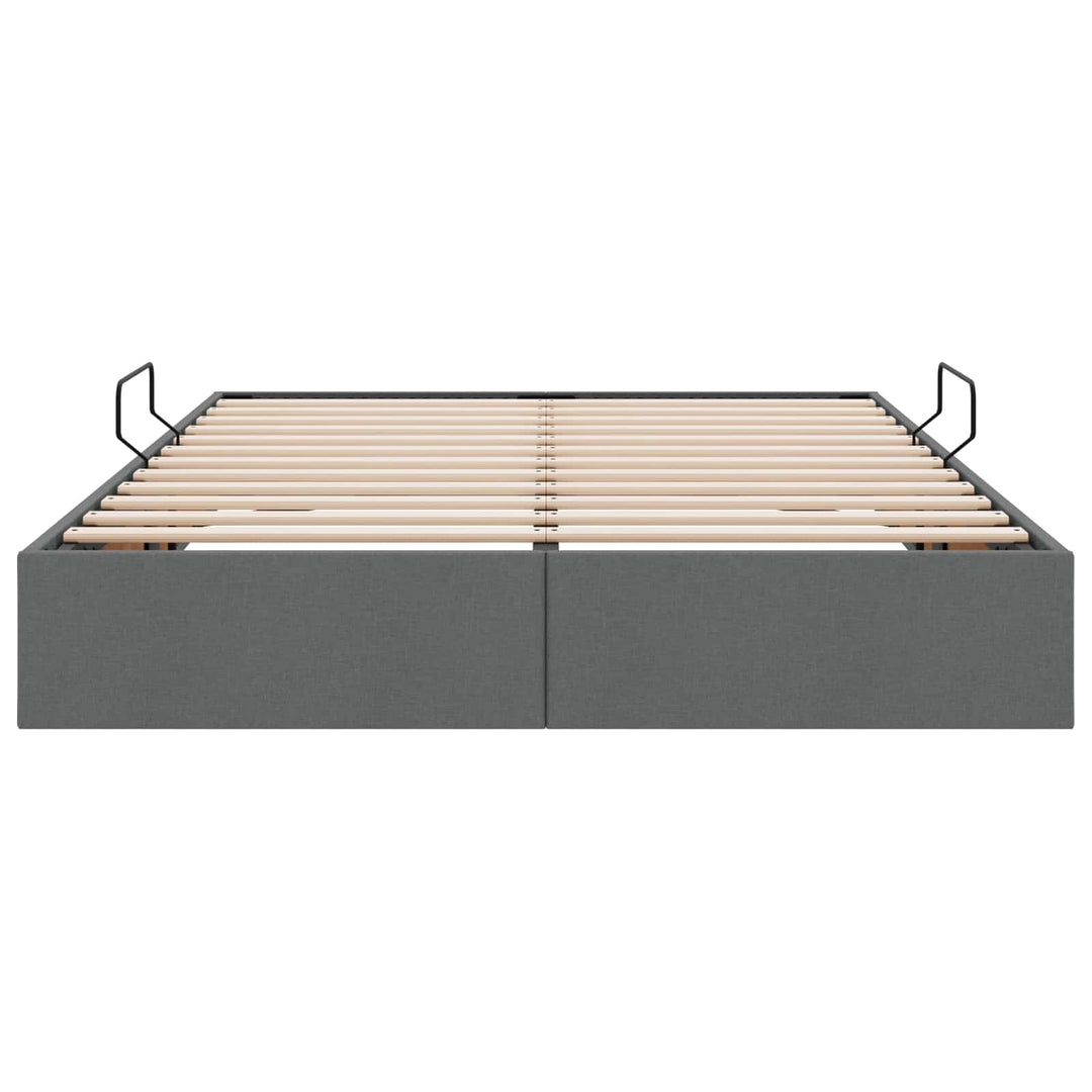 Ottoman Sengestel med opbevaring Mørkegrå 140 x 200 cm Stof