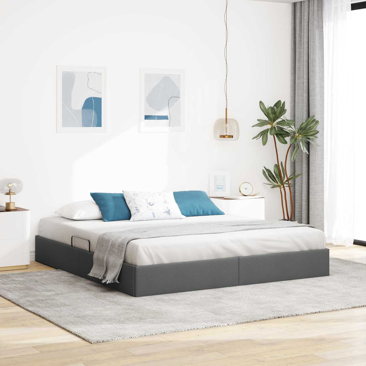 Ottoman Sengestel med opbevaring Mørkegrå 160 x 200 cm Stof
