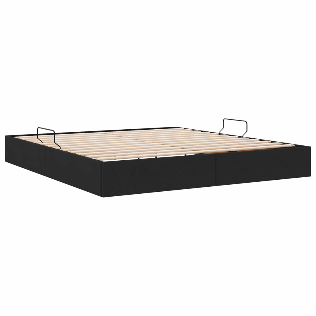 Ottoman Sengestel med opbevaring Sort 160 x 200 cm Stof