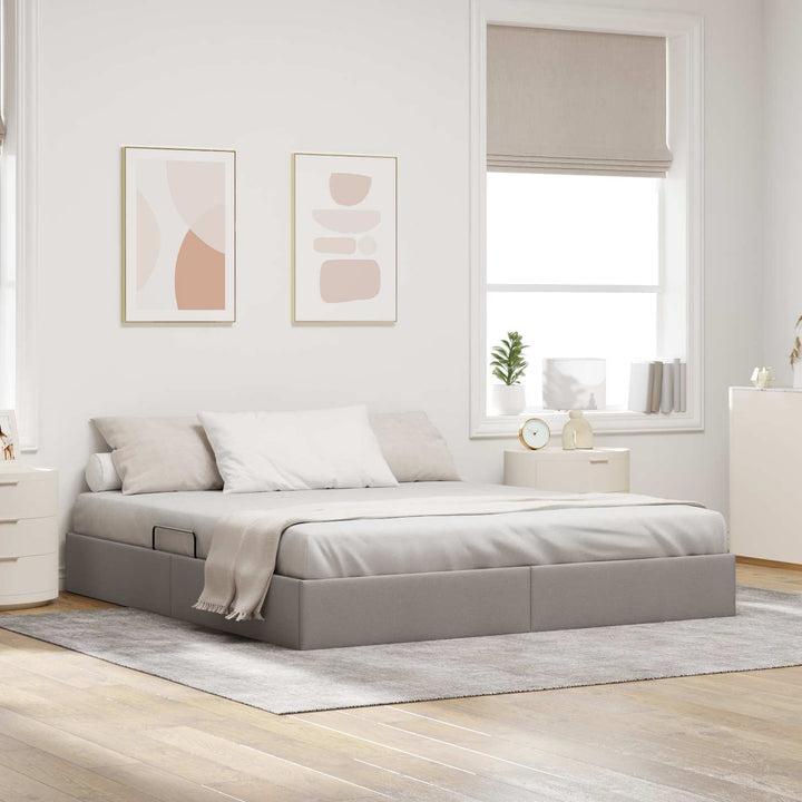 Ottoman Sengestel med opbevaring Gråbrun 160 x 200 cm Stof
