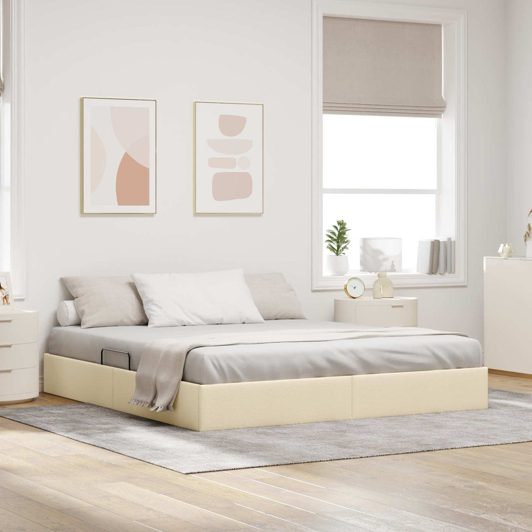 Ottoman Sengestel med opbevaring Creme 160 x 200 cm Stof