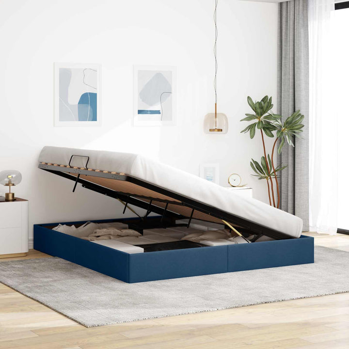 Ottoman Sengestel med opbevaring Blå 160 x 200 cm Stof