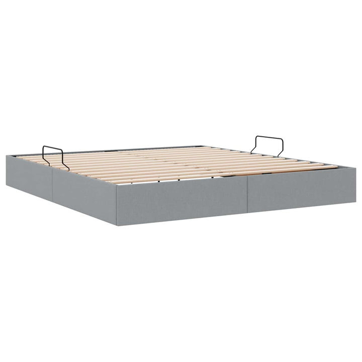 Ottoman Sengestel med opbevaring Lysegrå 180 x 200 cm Stof