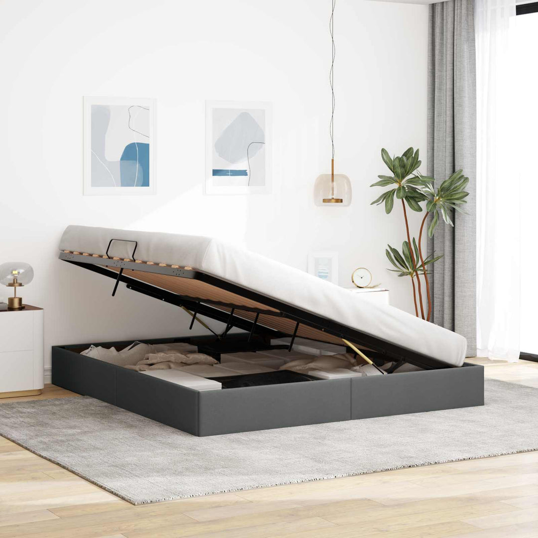 Ottoman Sengestel med opbevaring Mørkegrå 180 x 200 cm Stof