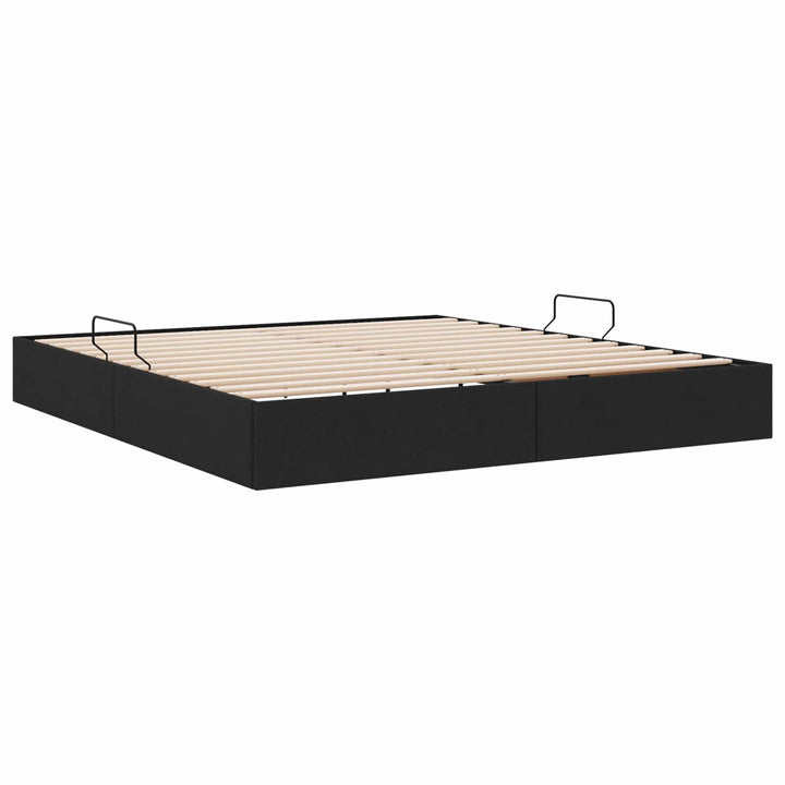 Ottoman Sengestel med opbevaring Sort 180 x 200 cm Stof