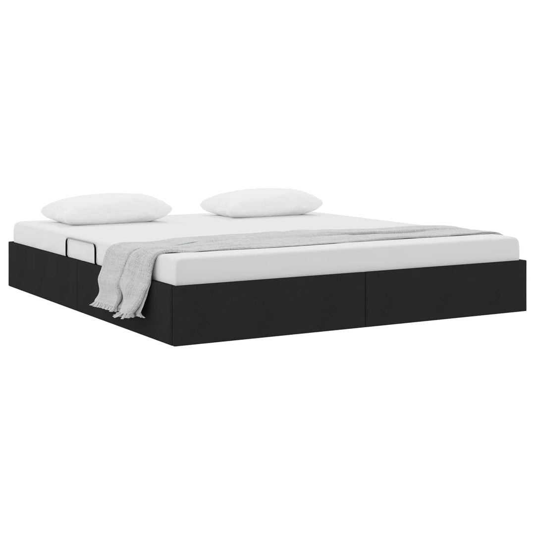 Ottoman Sengestel med opbevaring Sort 180 x 200 cm Stof