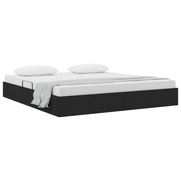 Ottoman Sengestel med opbevaring Sort 180 x 200 cm Stof