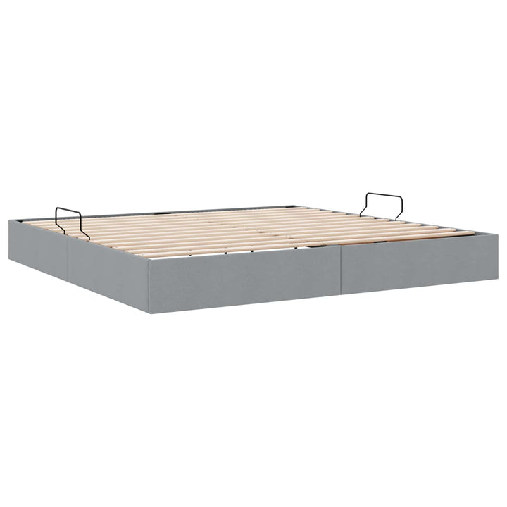 Ottoman Sengestel med opbevaring Lysegrå 200 x 200 cm Stof