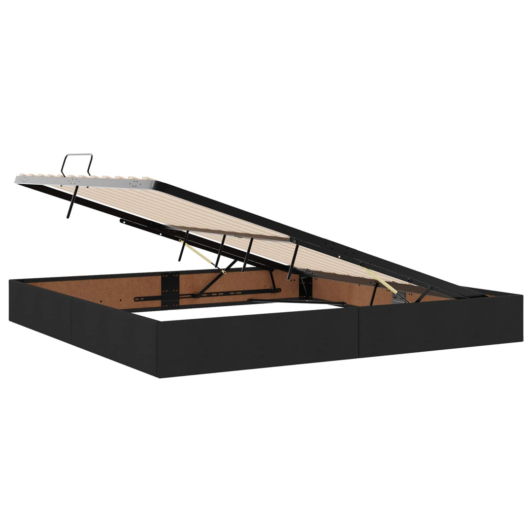 Ottoman Sengestel med opbevaring Sort 200 x 200 cm Stof