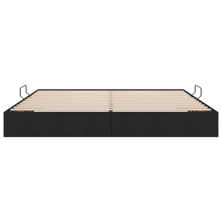 Ottoman Sengestel med opbevaring Sort 200 x 200 cm Stof