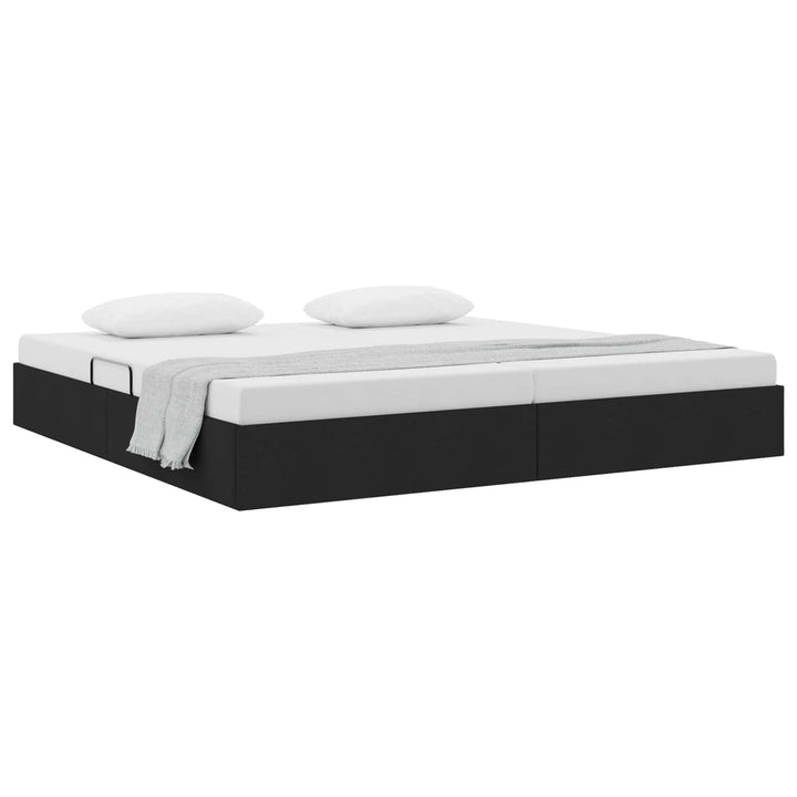 Ottoman Sengestel med opbevaring Sort 200 x 200 cm Stof