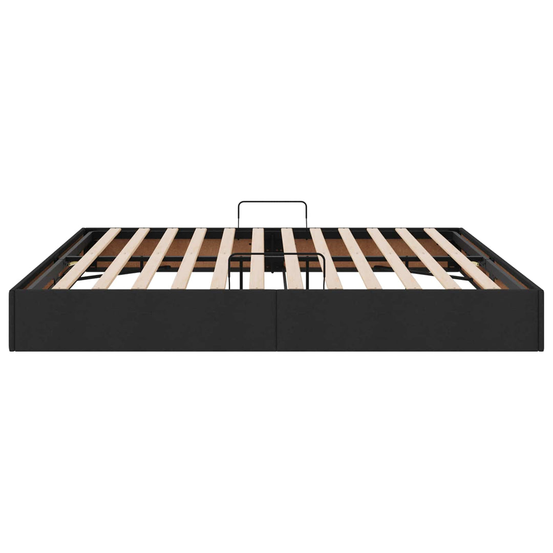 Ottoman Sengestel med opbevaring Sort 200 x 200 cm Stof