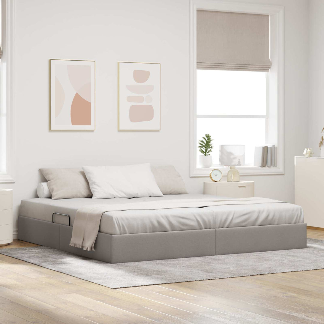 Ottoman Sengestel med opbevaring Gråbrun 200 x 200 cm Stof