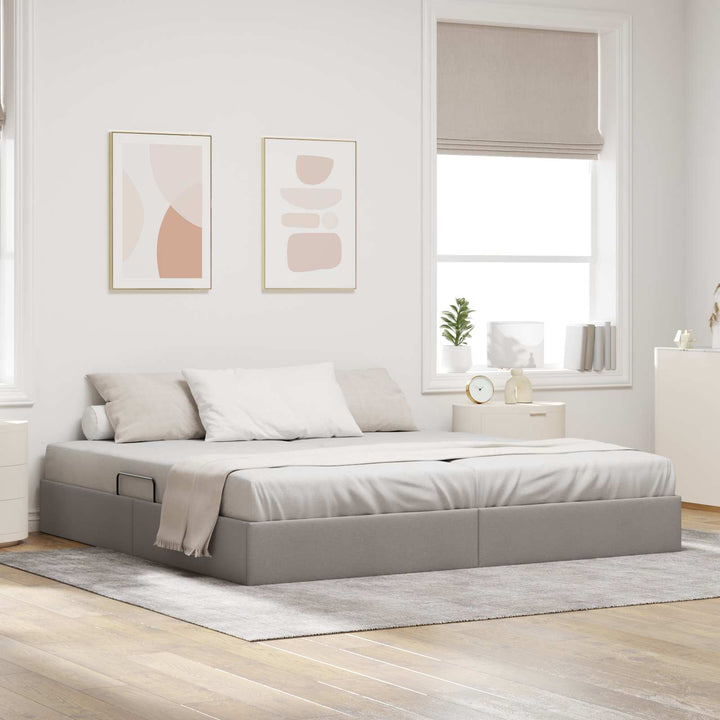 Ottoman Sengestel med opbevaring Gråbrun 200 x 200 cm Stof