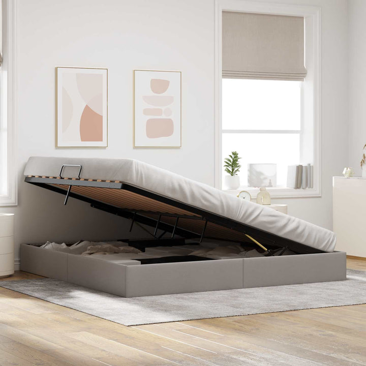 Ottoman Sengestel med opbevaring Gråbrun 200 x 200 cm Stof