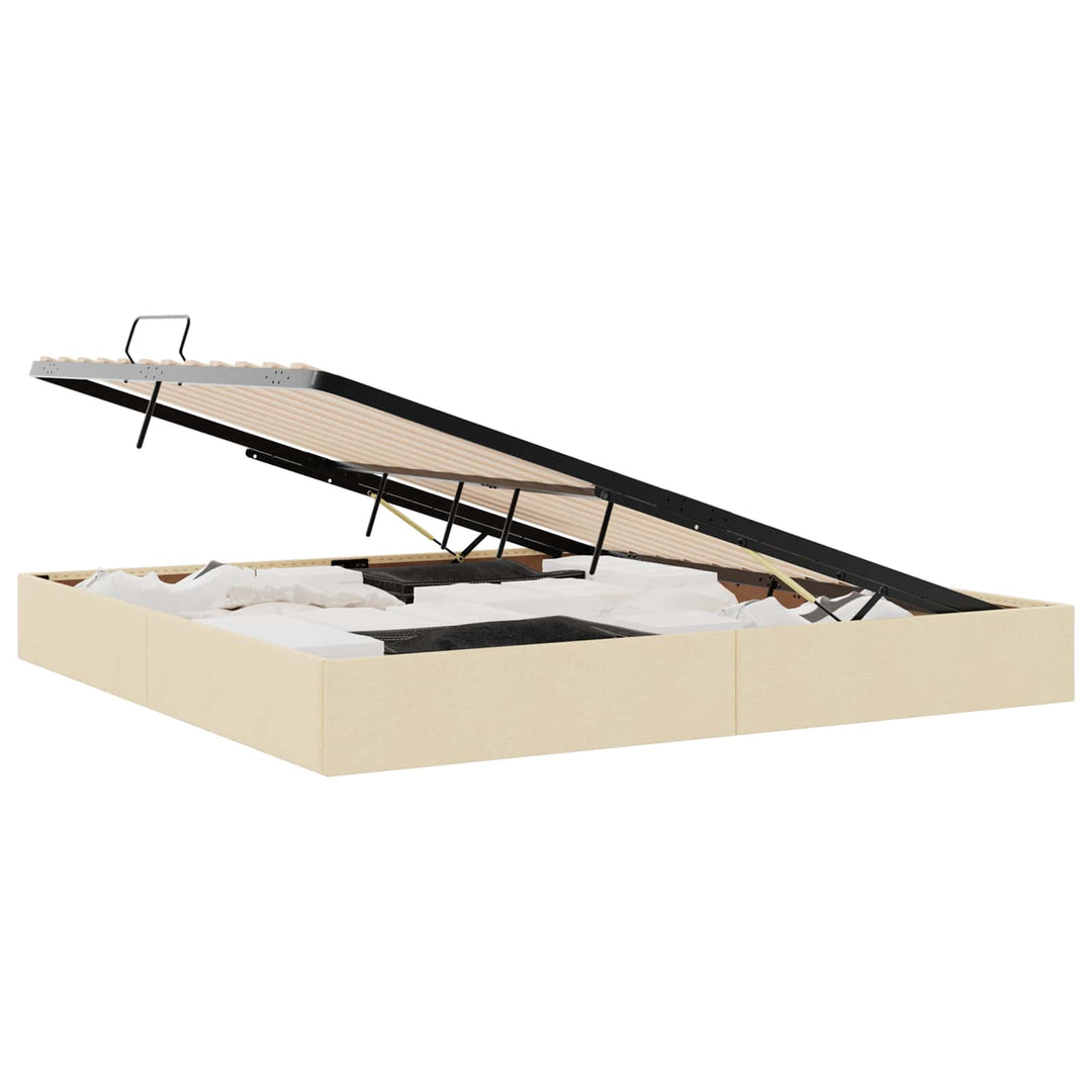 Ottoman Sengestel med opbevaring Creme 200 x 200 cm Stof