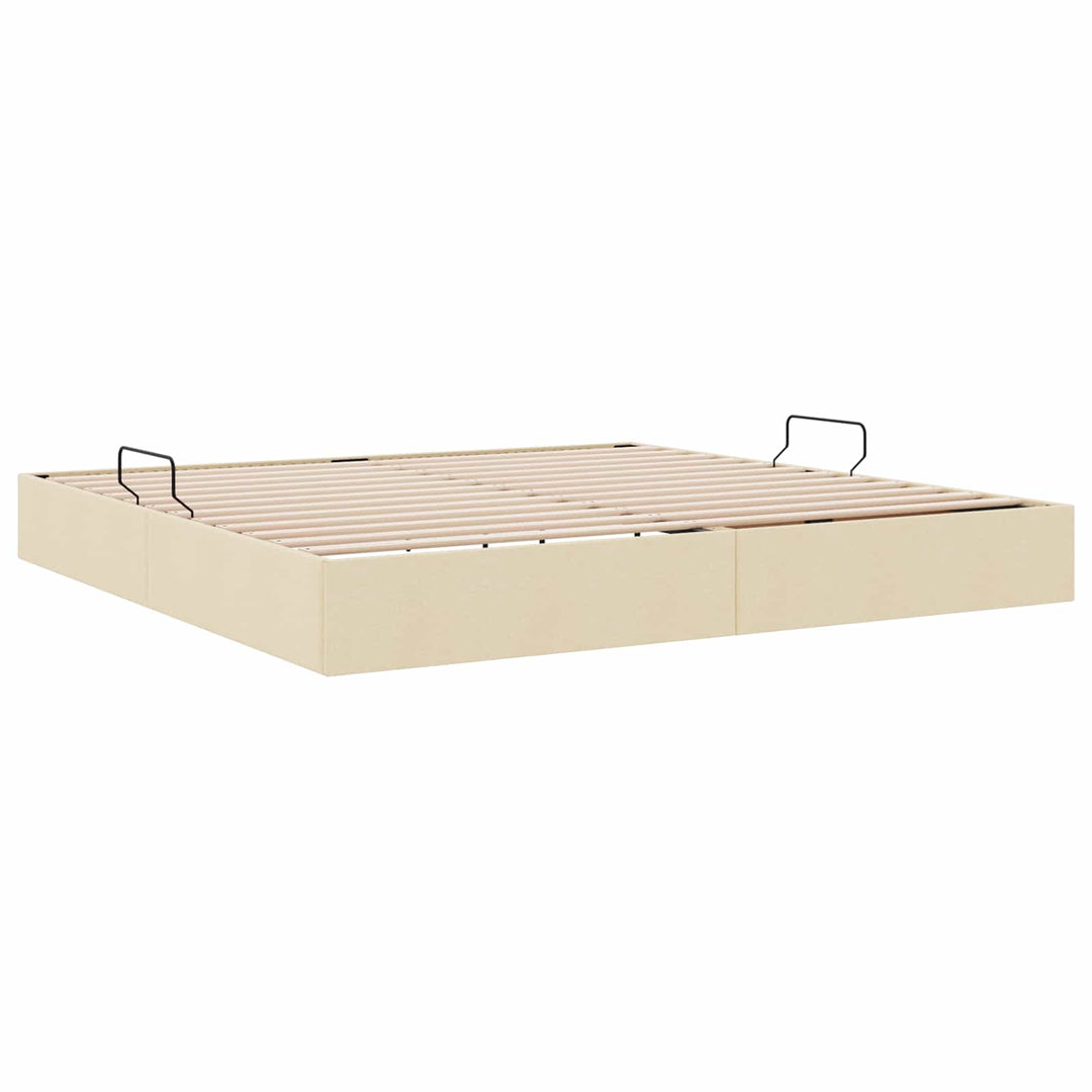 Ottoman Sengestel med opbevaring Creme 200 x 200 cm Stof