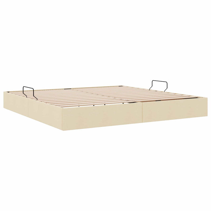 Ottoman Sengestel med opbevaring Creme 200 x 200 cm Stof