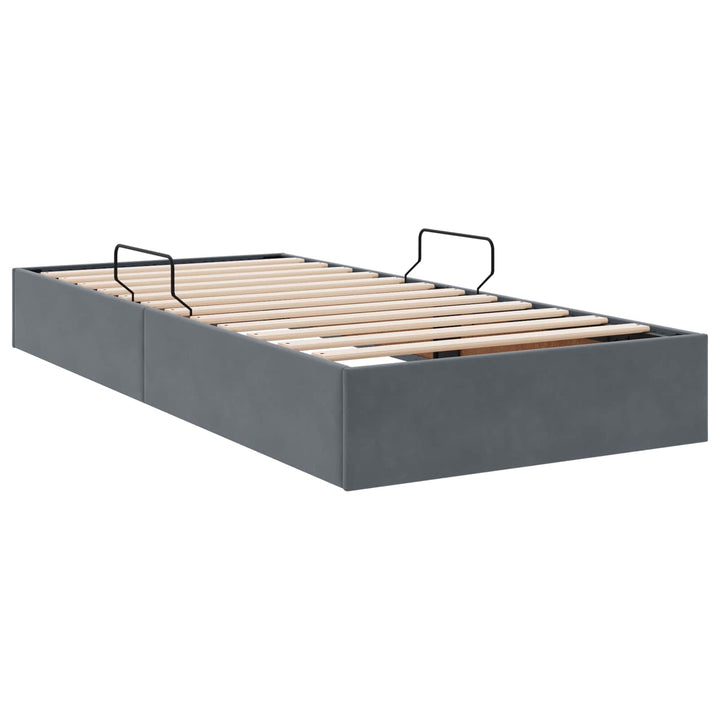 Ottoman Sengestel med opbevaring Mørkegrå 90 x 190 cm Fløjl