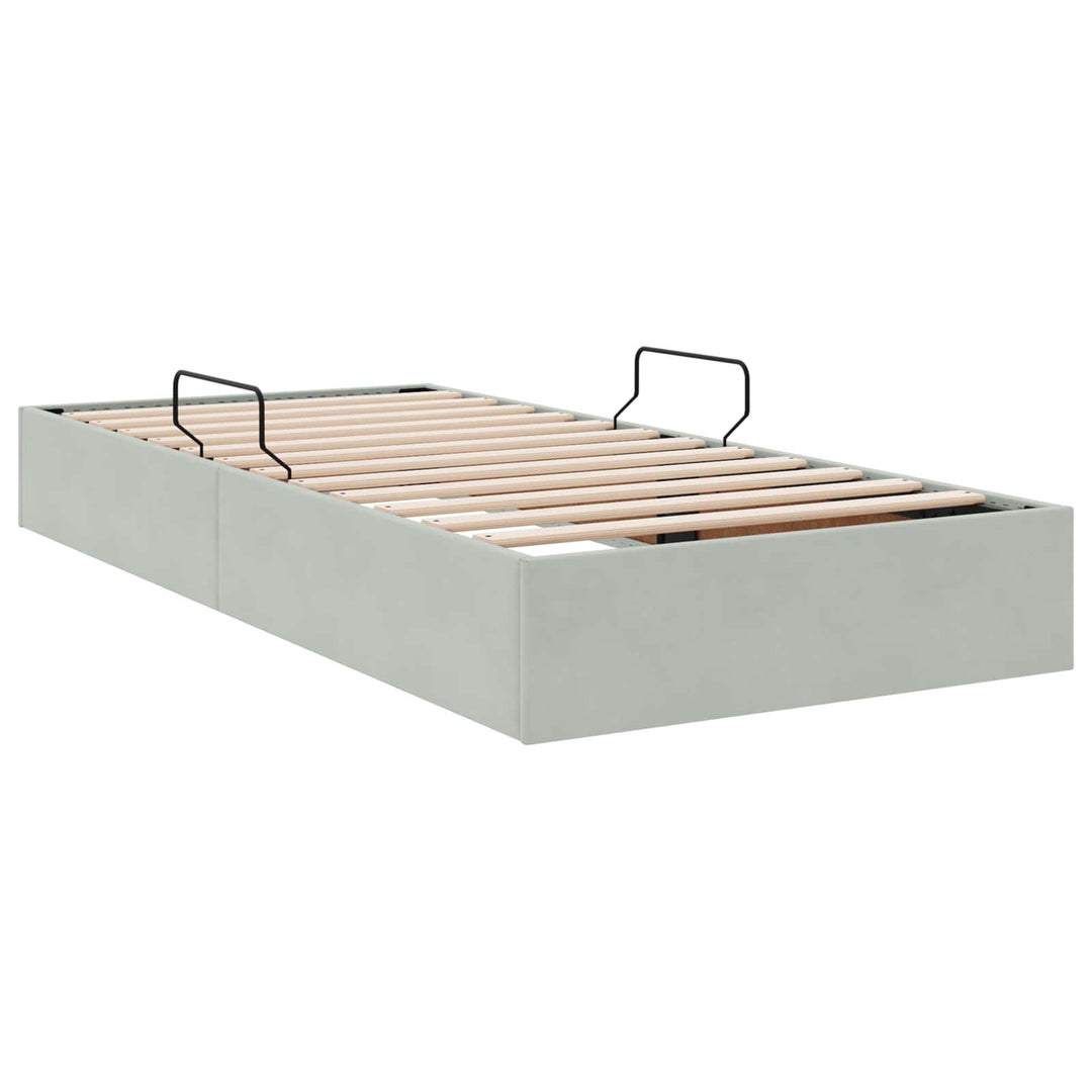 Ottoman Sengestel med opbevaring Lysegrå 90 x 200 cm Fløjl