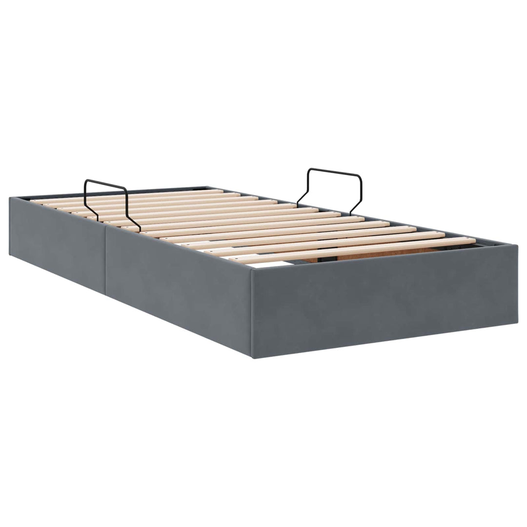 Ottoman Sengestel med opbevaring Mørkegrå 90 x 200 cm Fløjl