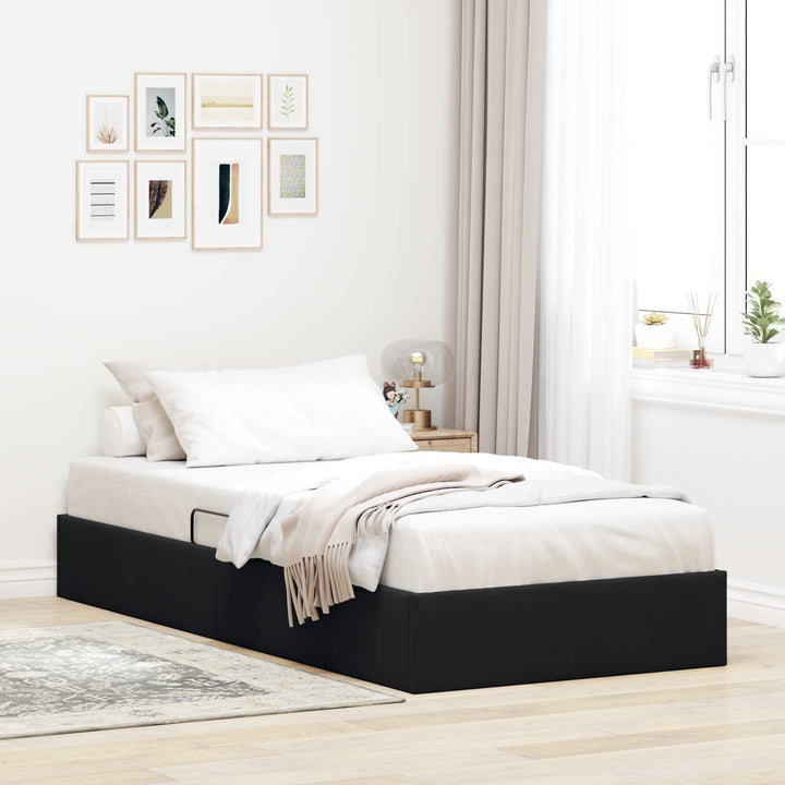 Ottoman Sengestel med opbevaring Sort 90 x 200 cm Fløjl