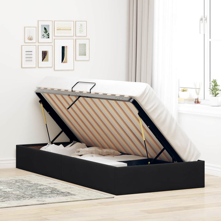 Ottoman Sengestel med opbevaring Sort 90 x 200 cm Fløjl