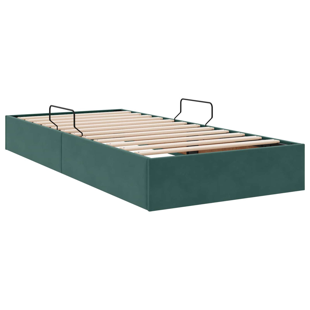 Ottoman Sengestel med opbevaring Mørkegrøn 90 x 200 cm Fløjl