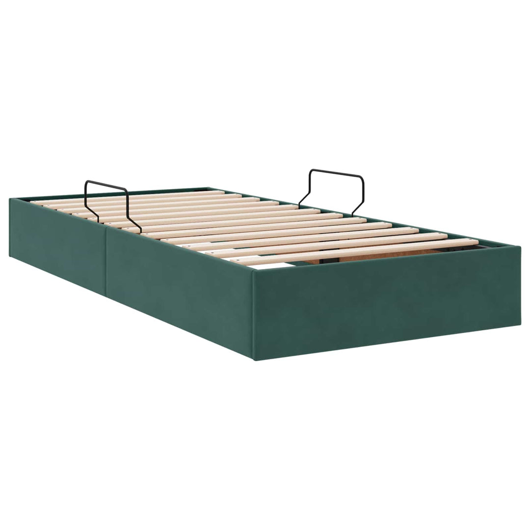 Ottoman Sengestel med opbevaring Mørkegrøn 90 x 200 cm Fløjl