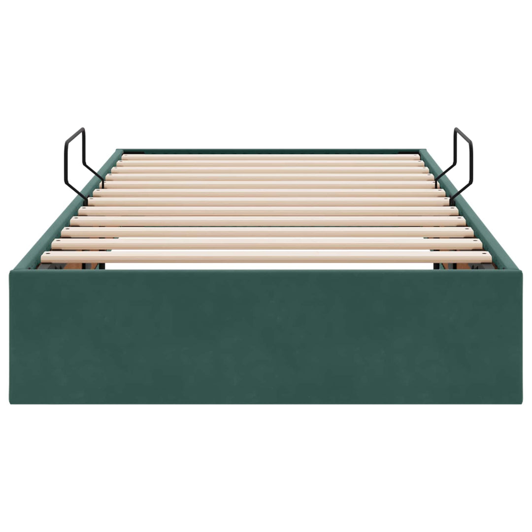 Ottoman Sengestel med opbevaring Mørkegrøn 90 x 200 cm Fløjl