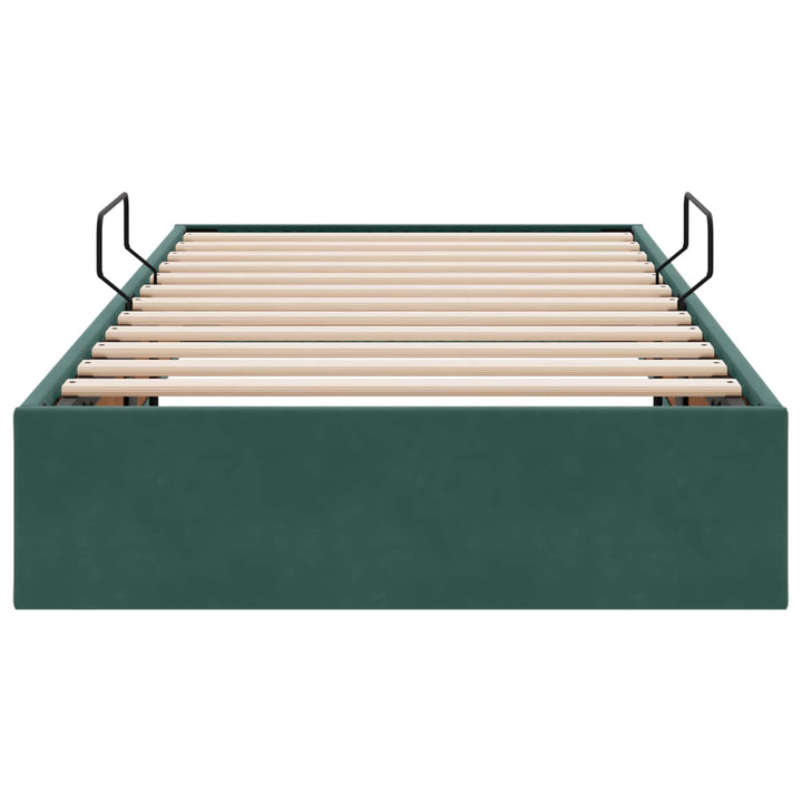 Ottoman Sengestel med opbevaring Mørkegrøn 90 x 200 cm Fløjl