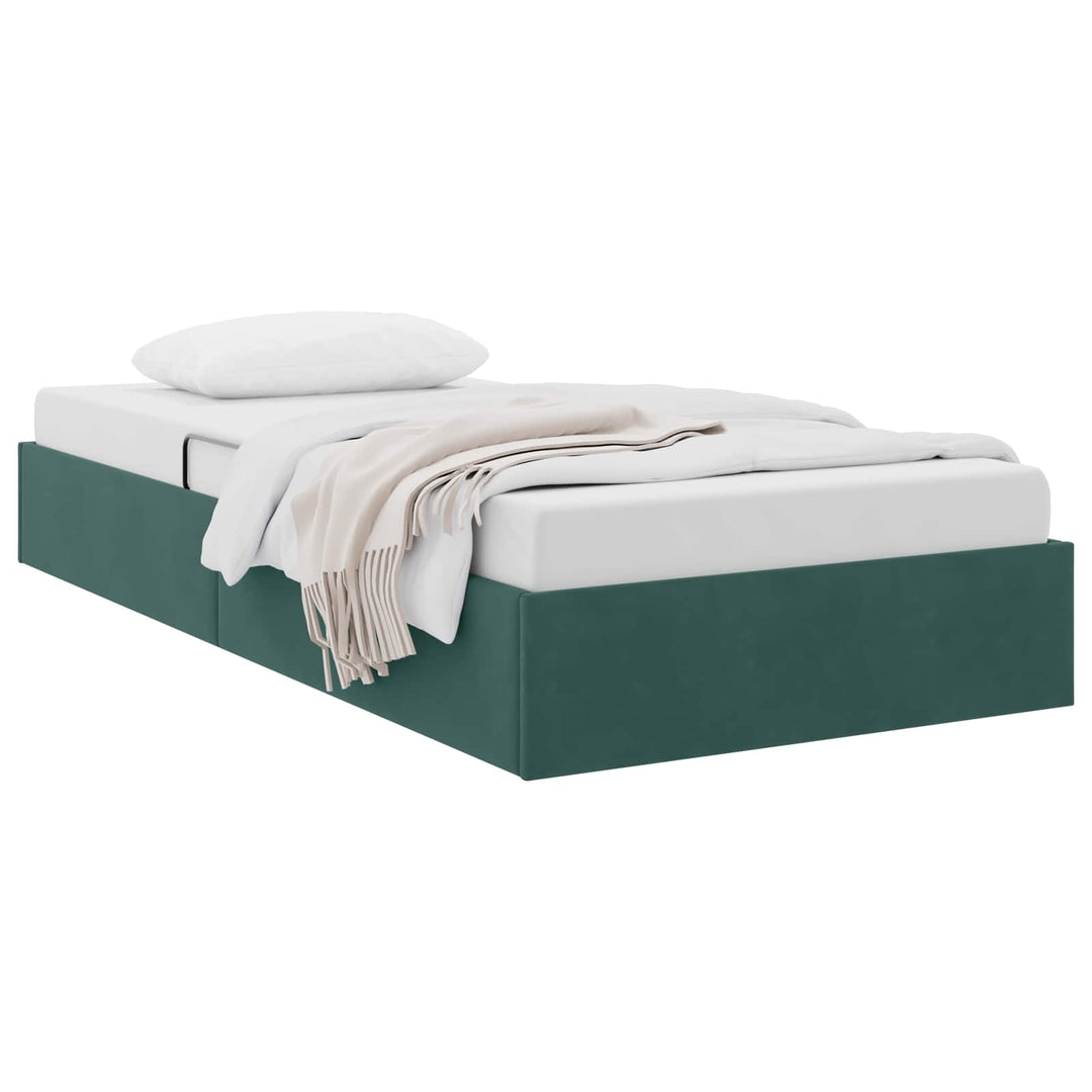Ottoman Sengestel med opbevaring Mørkegrøn 90 x 200 cm Fløjl