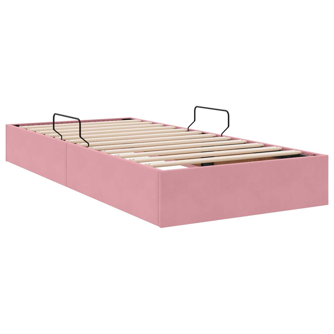 Ottoman Sengestel med opbevaring Lyserød 90 x 200 cm Fløjl