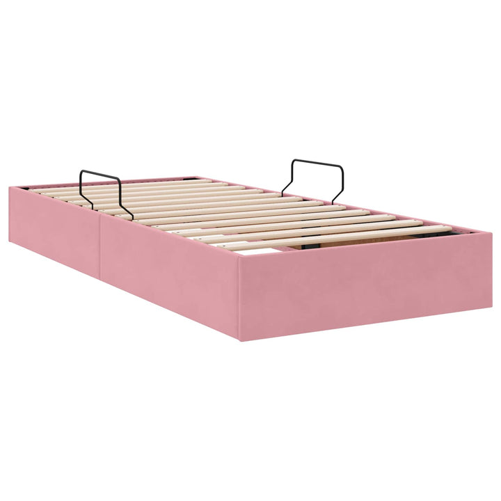 Ottoman Sengestel med opbevaring Lyserød 90 x 200 cm Fløjl