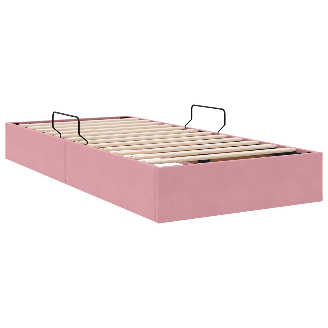 Ottoman Sengestel med opbevaring Lyserød 90 x 200 cm Fløjl