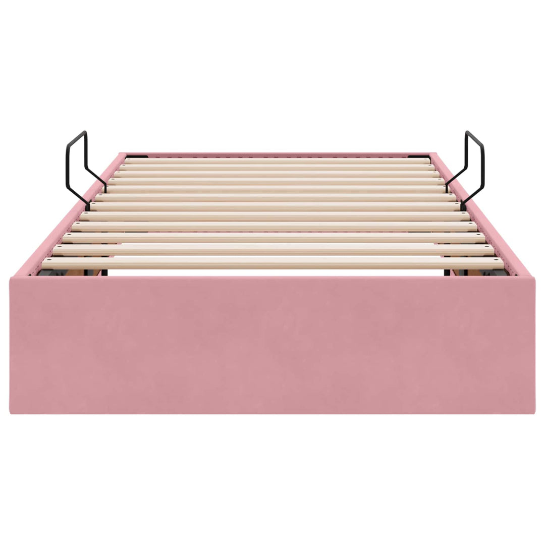 Ottoman Sengestel med opbevaring Lyserød 90 x 200 cm Fløjl