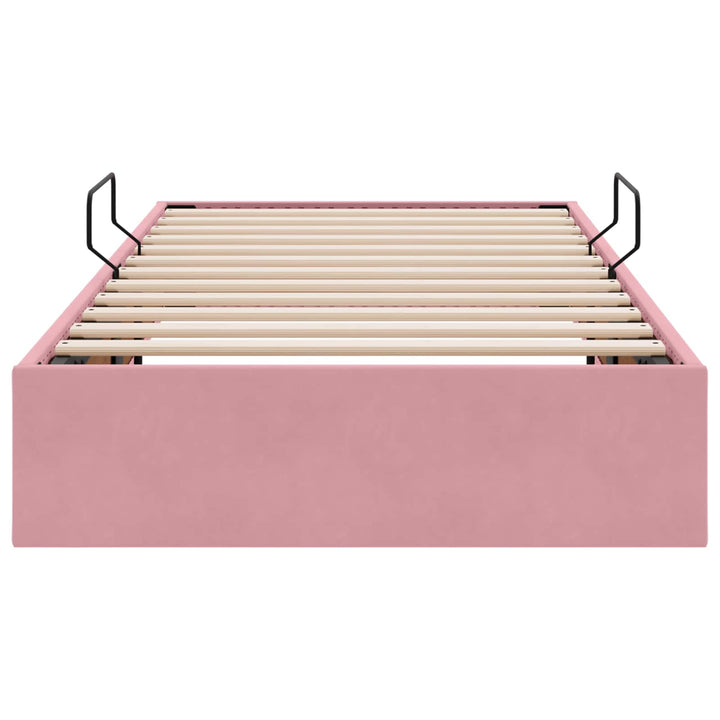 Ottoman Sengestel med opbevaring Lyserød 90 x 200 cm Fløjl